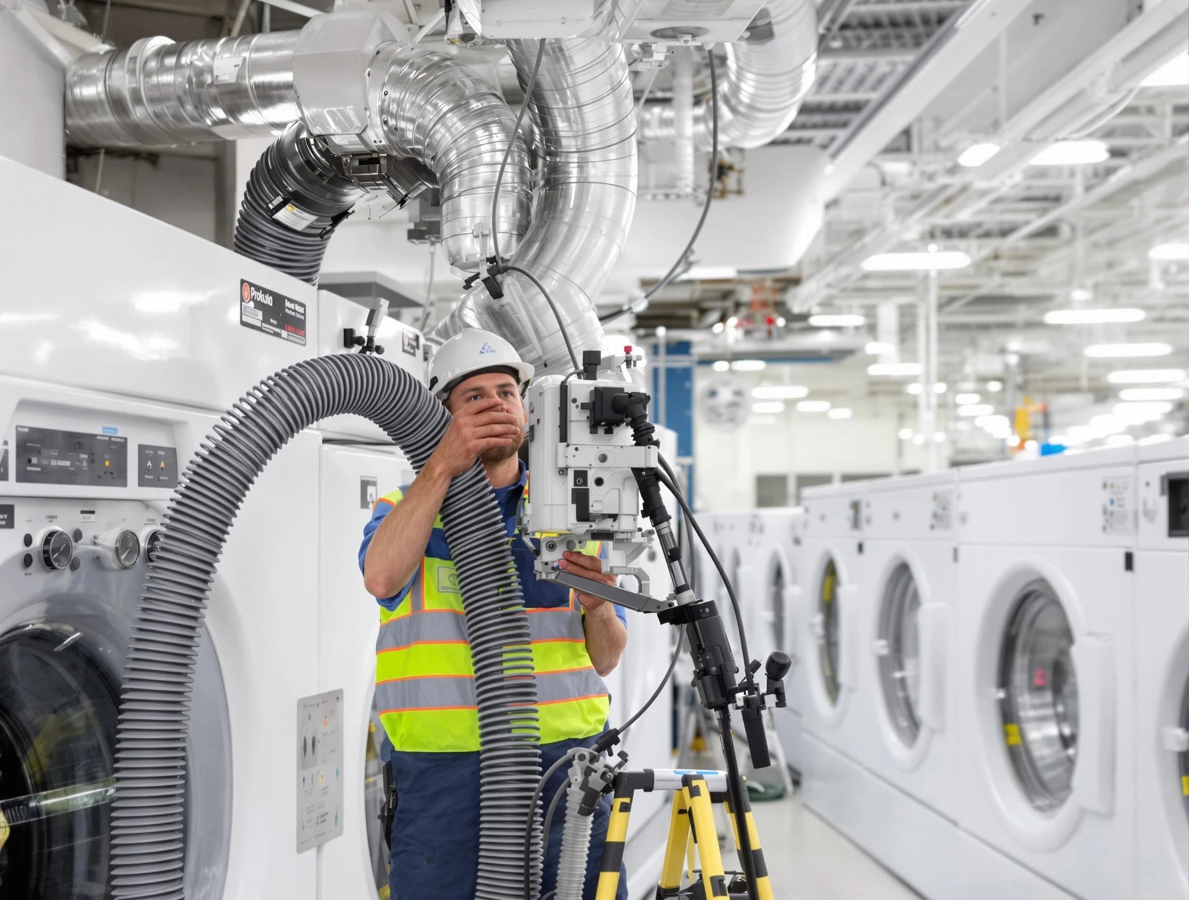 Bonanza Dryer Vent Cleaning team performing commercial-grade dryer vent cleaning at a business facility in Bonanza