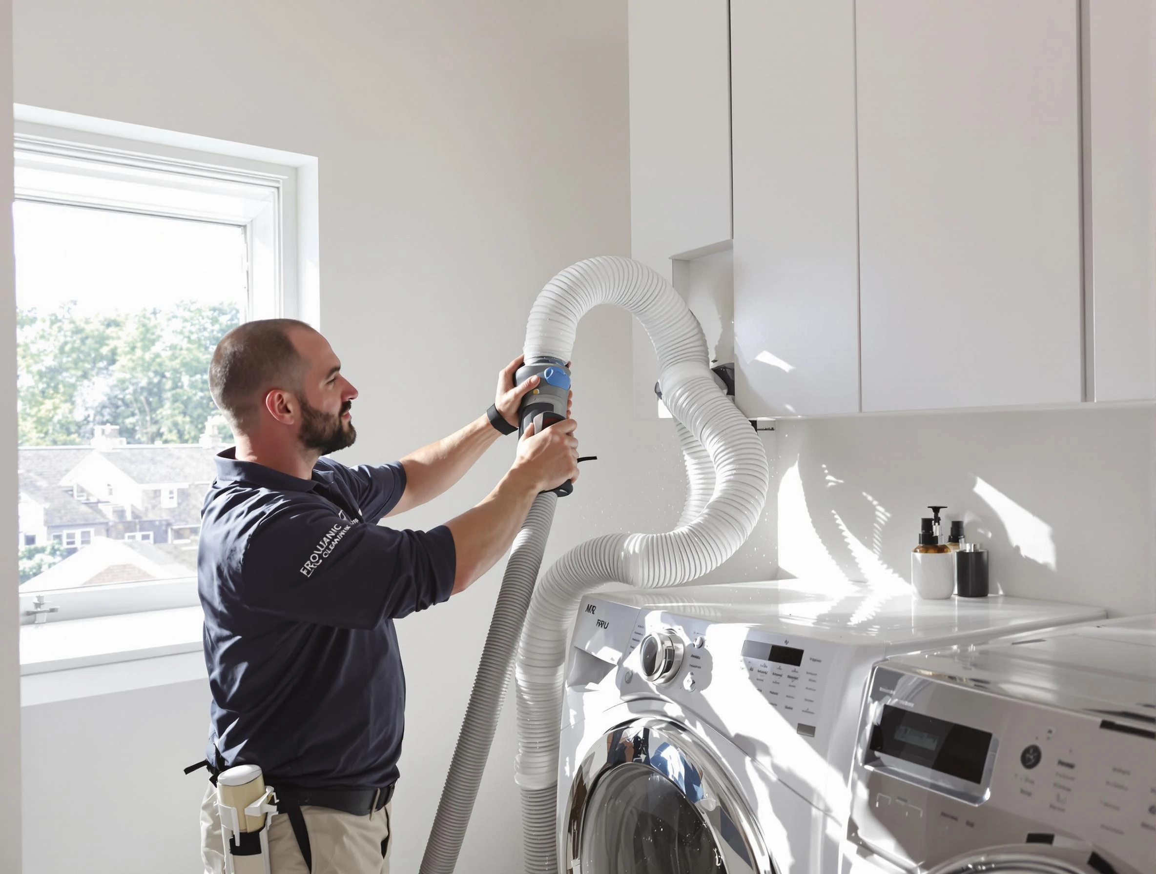 Certified Bonanza Dryer Vent Cleaning technician performing dryer vent cleaning in Bonanza